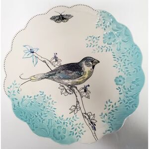Edie Rose Bloom Collection by RACHEL BILSON Scallop 9" Plate Bird Butterfly Blue